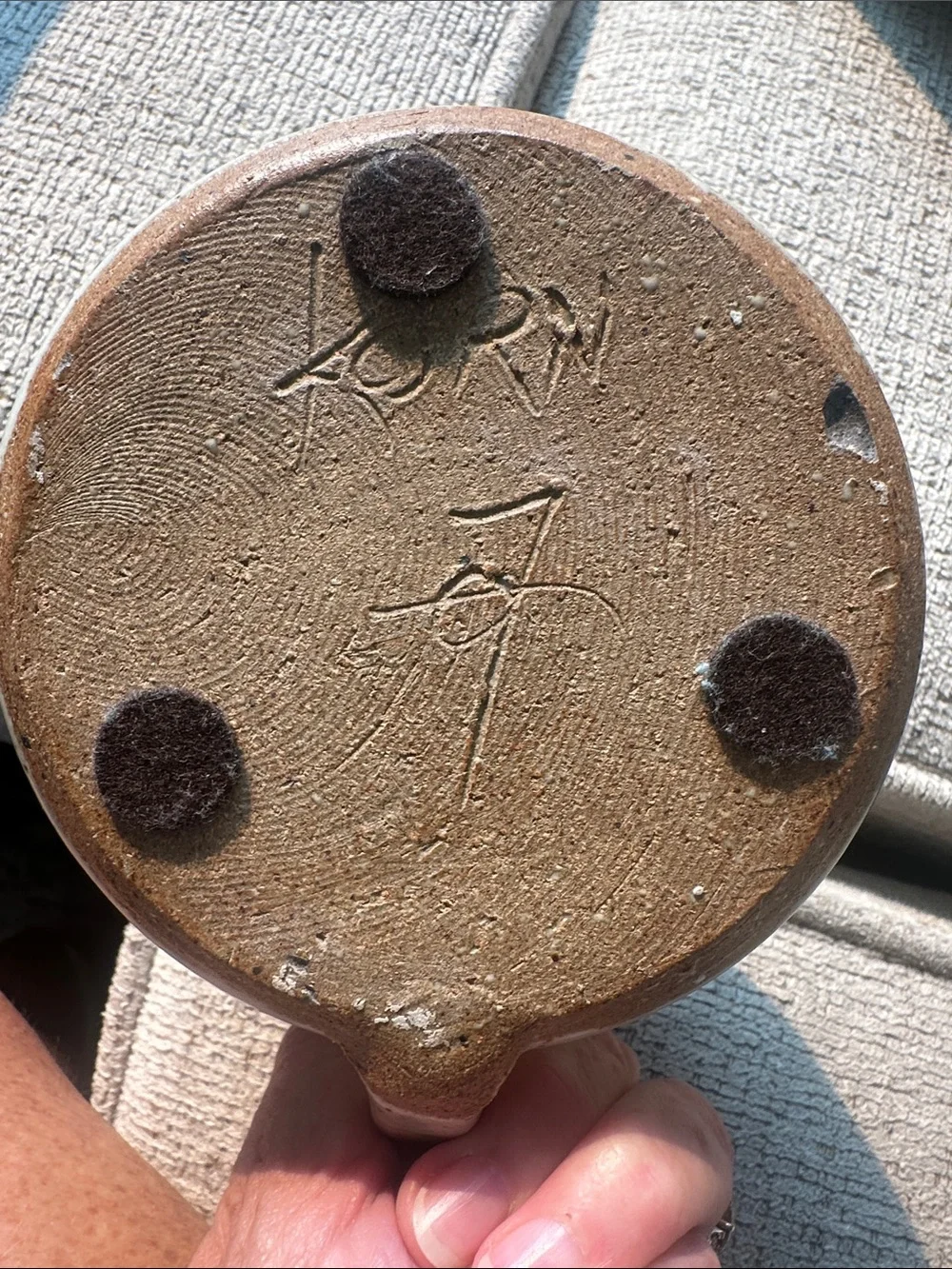 Vintage Korn Studios Art Pottery Candle Holder Lantern Speckled Glaze - Signed